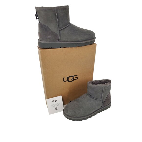 UGG Boots 7 Classic Mini II Genuine Fur Sheepskin Suede Winter Snow Shoes Gray - Picture 6 of 16